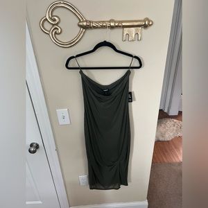 Express olive strapless ribbed dress size medium new with tags